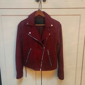 All saints suede burgundy moto jacket
